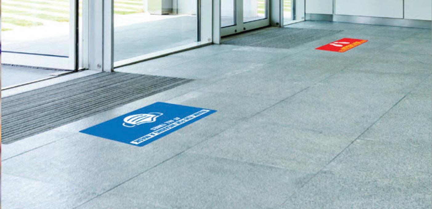 Space Markers Rectangle Blue Social Distancing On Floor